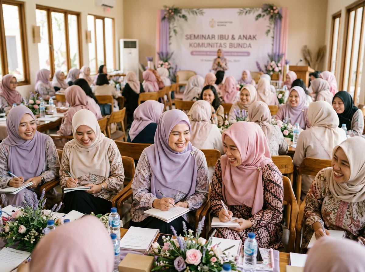 Ibu-ibu mengikuti seminar komunitas